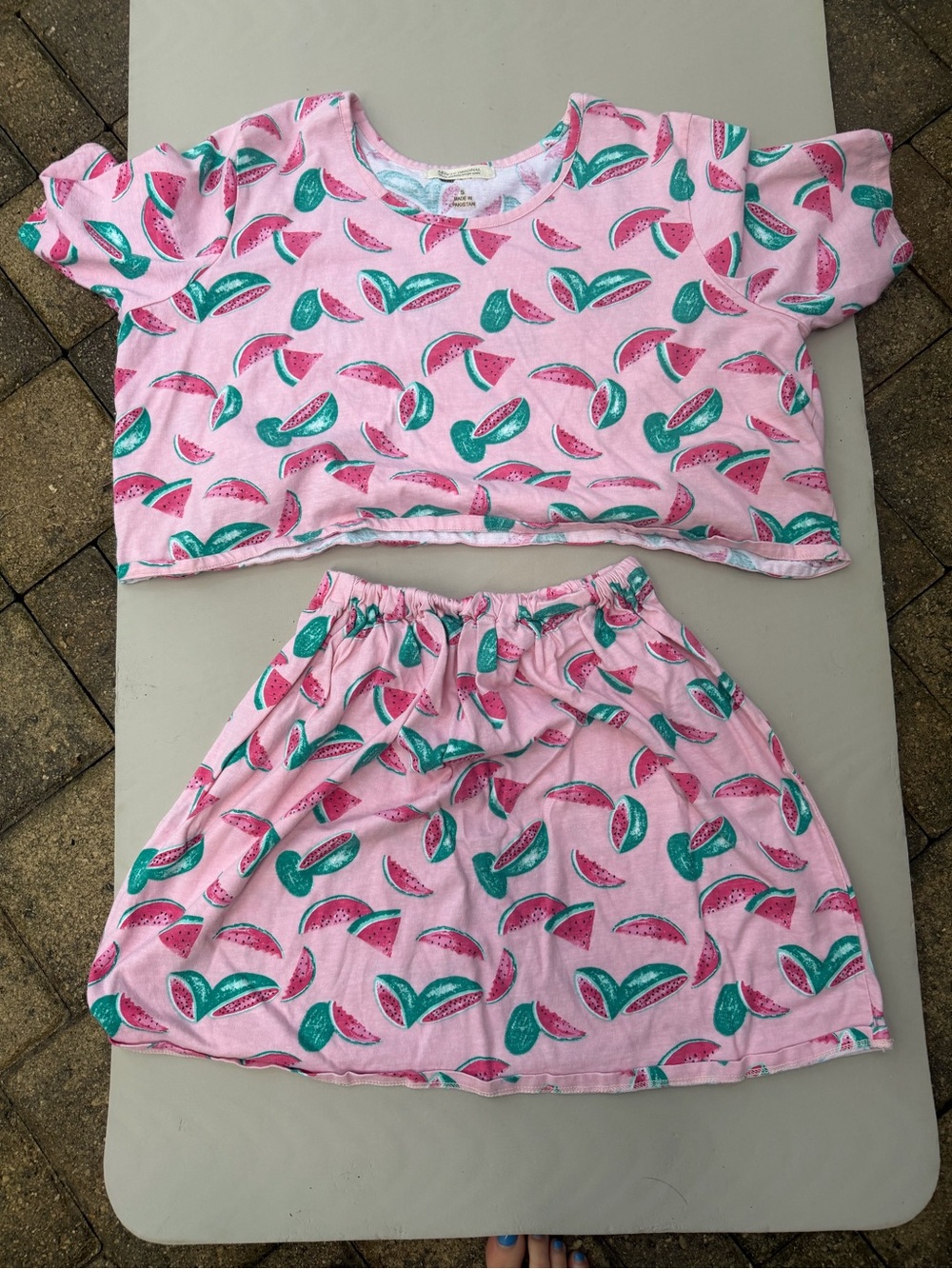 Watermelon Two-Piece Crop Top & Skirt Set